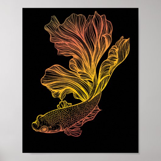 Beautiful Betta Fish Fighting Siamese Halfmoon Gif Poster (Vorne)