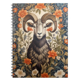 Beautiful Big Horn Sheep William Morris Inspired Notizblock
