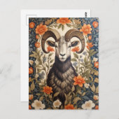 Beautiful Big Horn Sheep William Morris Inspired Postkarte (Vorne/Hinten)
