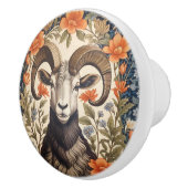 Beautiful Bighorn Sheep William Morris Inspired Keramikknauf (Rechts)