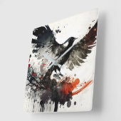 Beautiful bird flying in the sky quadratische wanduhr (Winkel)