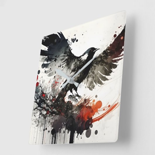 Beautiful bird flying in the sky quadratische wanduhr (Winkel)