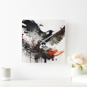Beautiful bird flying in the sky quadratische wanduhr (Zuhause)