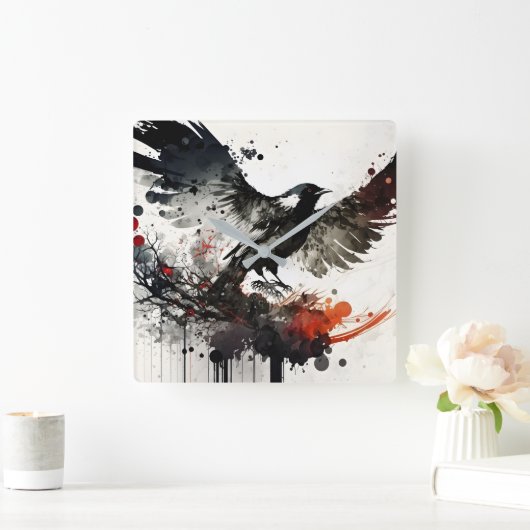 Beautiful bird flying in the sky quadratische wanduhr (Zuhause)