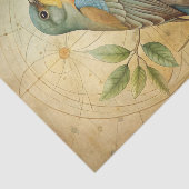 Beautiful Bird on Branch with Geometric Lines Seidenpapier (Ausschnitt)