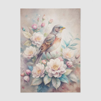 Beautiful Bird with Flowers in Pastel Shades Seidenpapier