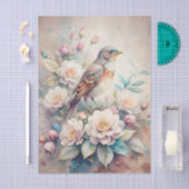 Beautiful Bird with Flowers in Pastel Shades Seidenpapier (Handwerk)