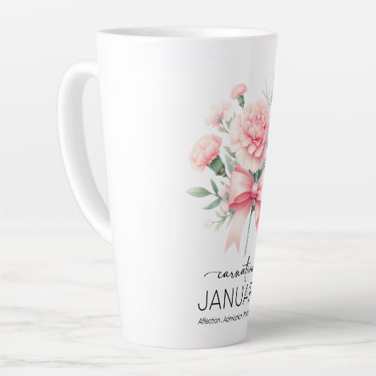 Beautiful Birth Mont Flower/January/Carnation Milchtasse (Linke Ecke)