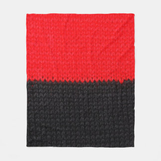 beautiful black and red knitted fabric with drawin fleecedecke
