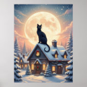 Beautiful Black Cat Sitting In The Clouds Poster (Vorne)