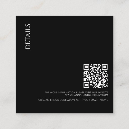 Beautiful Black Details with QR Code Wedding Begleitkarte (Vorderseite)