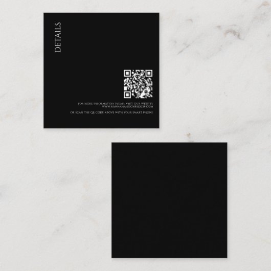 Beautiful Black Details with QR Code Wedding Begleitkarte (Vorne/Hinten)