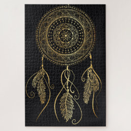 Beautiful Black Gold Traum Catcher Mandala Puzzle
