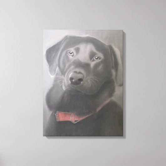 "Beautiful Black Labrador" Holzkohle Zeichnend Leinwanddruck (Vorderseite)