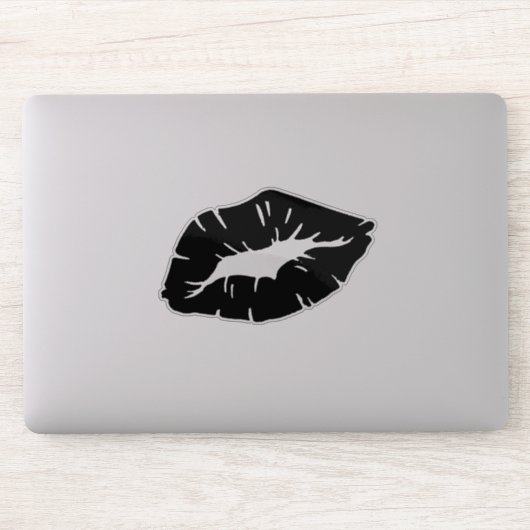 Beautiful Black Lipstick Kiss Isolated Gothic Aufkleber (Computer)