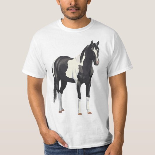 Beautiful Black Pinto Paint Horse T-Shirt (Vorderseite)