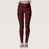 Beautiful Black & Red Inka Geometric Muster Leggings (Vorderseite)