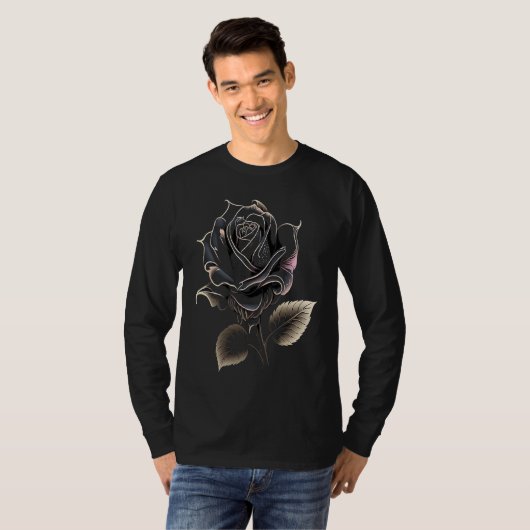 Beautiful Black Rose Flower T-Shirt (Vorne ganz)