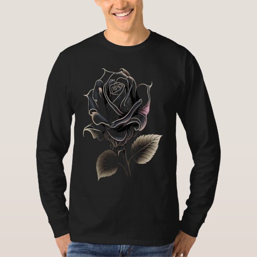 Beautiful Black Rose Flower T-Shirt (Vorderseite)