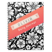 Beautiful Black & White Orange Custom Name Daily Notizblock (Vorderseite)