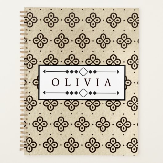 Beautiful Black & White Patterns Custom Name Planer (Vorderseite)