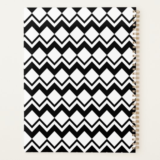 Beautiful Black & White Patterns Custom Name  Planer (Rückseite)