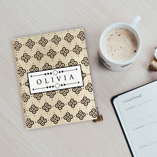 Beautiful Black & White Patterns Custom Name  Planer