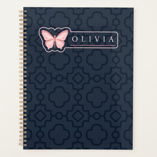 Beautiful Black & White Patterns Custom Name  Planer (Vorderseite)