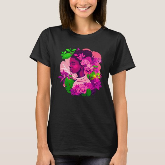 Beautiful Black Woman Afro Melanin Queen Cute Flow T-Shirt (Vorderseite)