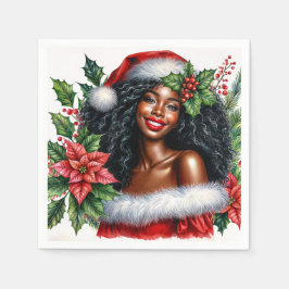 Beautiful Black Woman Christmas Serviette
