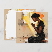 Beautiful Black Woman Praying Abstract Art