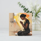 Beautiful Black Woman Praying Abstract Art Karte (Stehend Vorderseite)