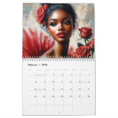 Beautiful Black Women Floral Artwork Calendar Kalender (Feb 2026)