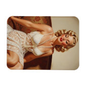 Beautiful blonde pin-up 50's art magnet (Horizontal)