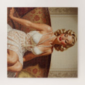 Beautiful blonde pin-up 50's art puzzle (Horizontal)