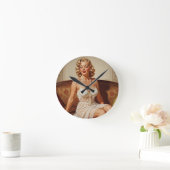 Beautiful blonde pin-up 50's art runde wanduhr (Zuhause)