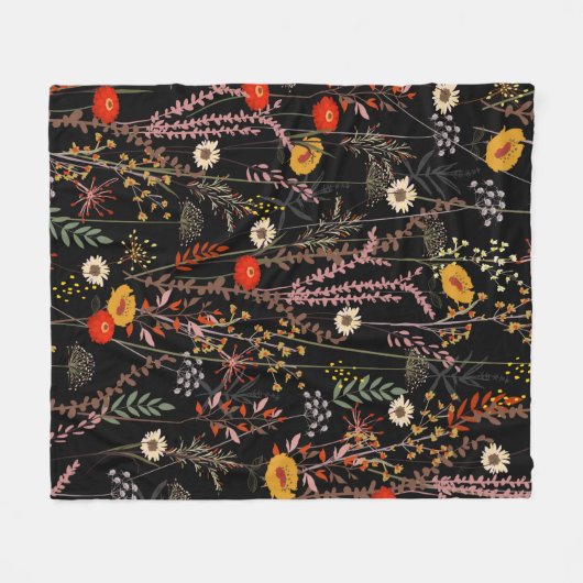 Beautiful blooming meadow flowers pattern fleecedecke (Vorderseite (Horizontal))
