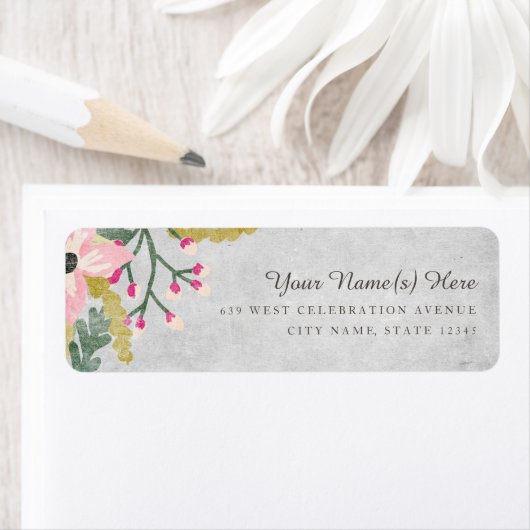 Beautiful Blooms Return Address Label / Grau (Insitu)