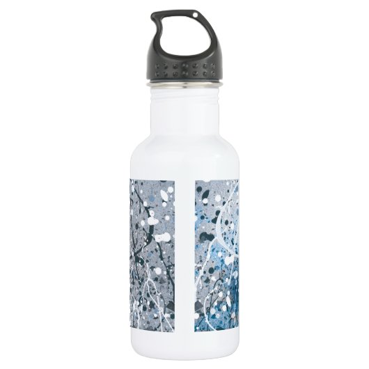 Beautiful Blue Abstrakt Art Spritzer Edelstahlflasche (Rückseite)