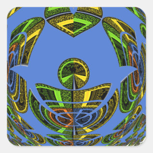 Beautiful Blue African Traditional Ethnic Vector Quadratischer Aufkleber