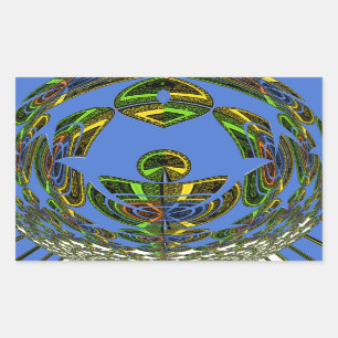 Beautiful Blue African Traditional Ethnic Vector Rechteckiger Aufkleber