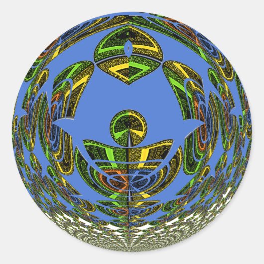 Beautiful Blue African Traditional Ethnic Vector Runder Aufkleber (Vorderseite)