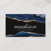 Beautiful Blue Agate + Imitate Gold Glitzer Visitenkarte (Vorderseite)