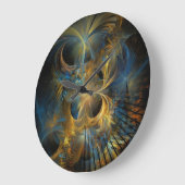 Beautiful Blue And Gold Fractal Große Wanduhr (Winkel)