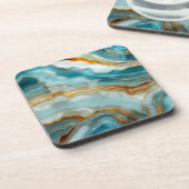 Beautiful Blue and Gold Stone Look Untersetzer (Linke Seite)