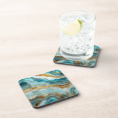 Beautiful Blue and Gold Stone Look Untersetzer (Rechte Seite)