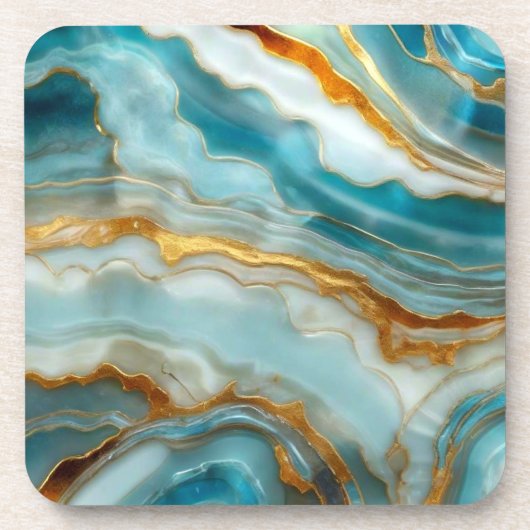 Beautiful Blue and Gold Stone Look Untersetzer (Vorderseite)