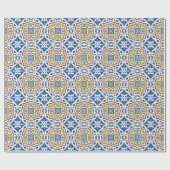 💙 Beautiful blue Azulejos IV Wrapping Paper Geschenkpapier (Flach)
