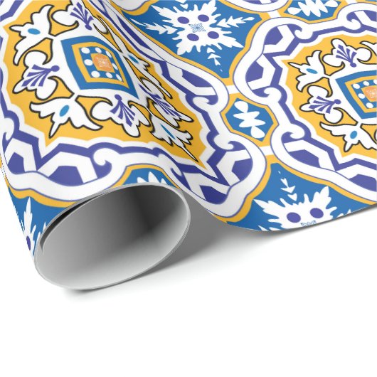 💙 Beautiful blue Azulejos IV Wrapping Paper Geschenkpapier (Rolleneckpunkt)