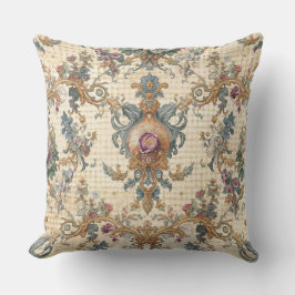 Beautiful, Blue Beigi Gold Ornament Flowers Kissen